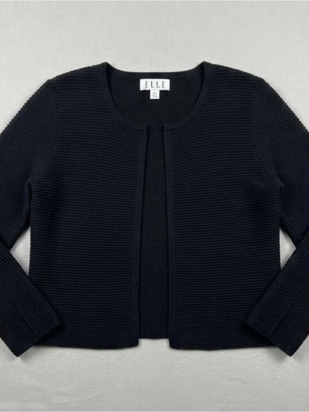 ELLE Black Ribbed Open Cardigan